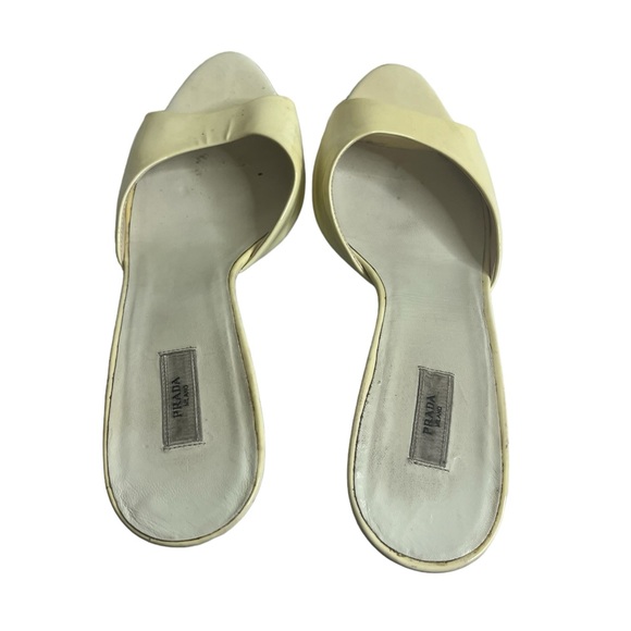 PRADA Patent Leather Peep Toe Heel Off-White 38.5 - Picture 12 of 15